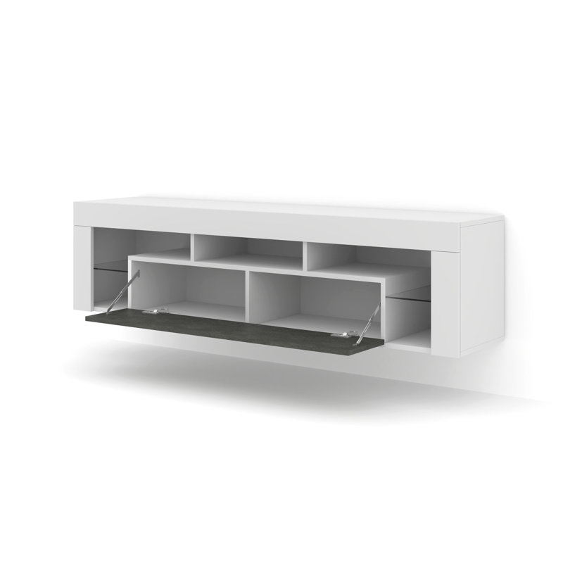 Maximillian Unfinished TV Stand for TVs up to 60", White Matt/Concrete Grey
