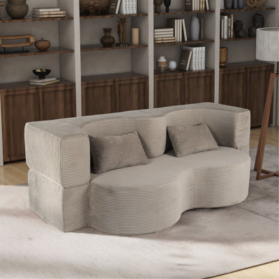 Canapé-lit pliable 2-en-1, canapé-lit convertible pliable sans os de 75 pouces, canapé-lit rembourré en mousse à mémoire de forme avec 2 coussins pour le salon