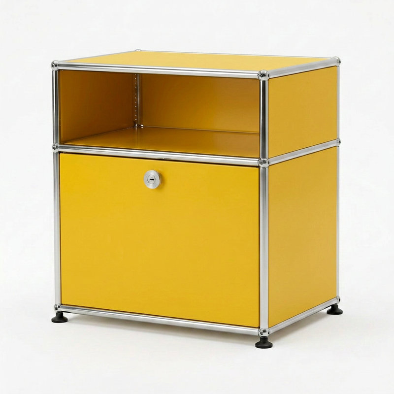 Armoires de bureau modulaires en métal avec tablettes réglables, Jaune