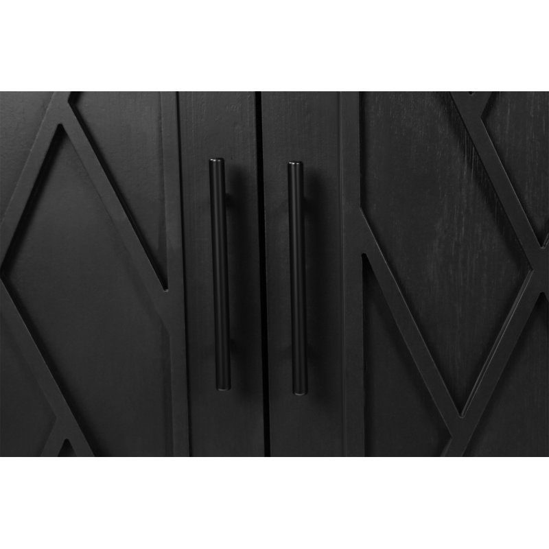 Armoire décorative de style campagnard 60 pouces avec 4 portes et tablette réglable, Noir