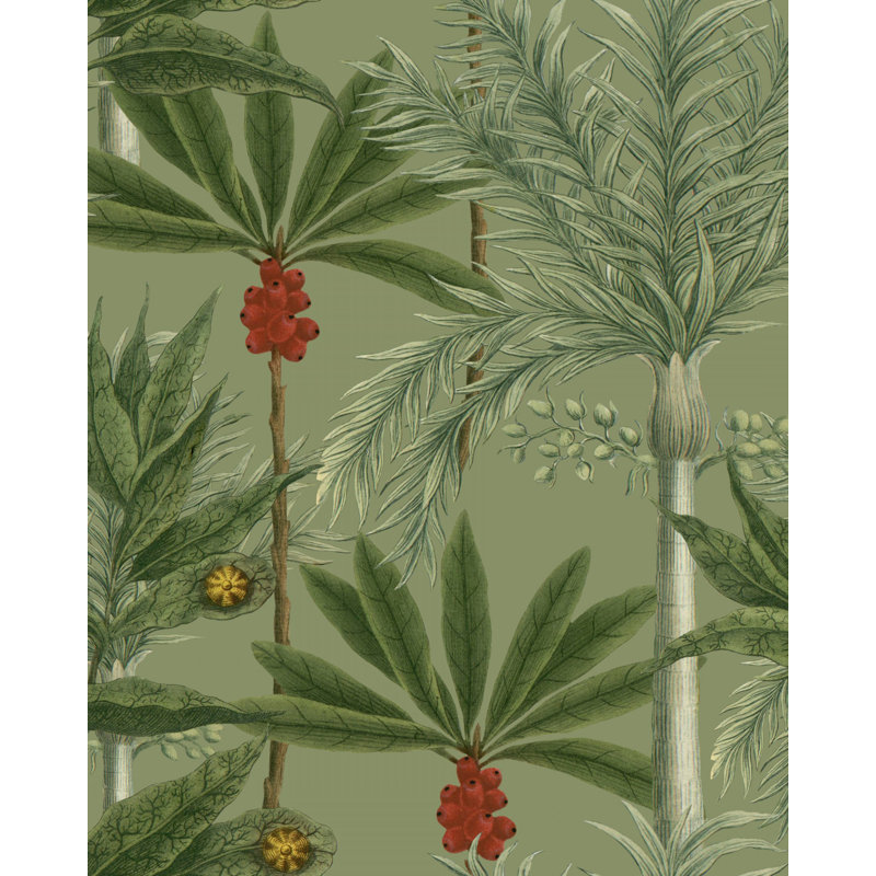 Tropical Wanderlust Floral Wallpaper Roll, Green/Red