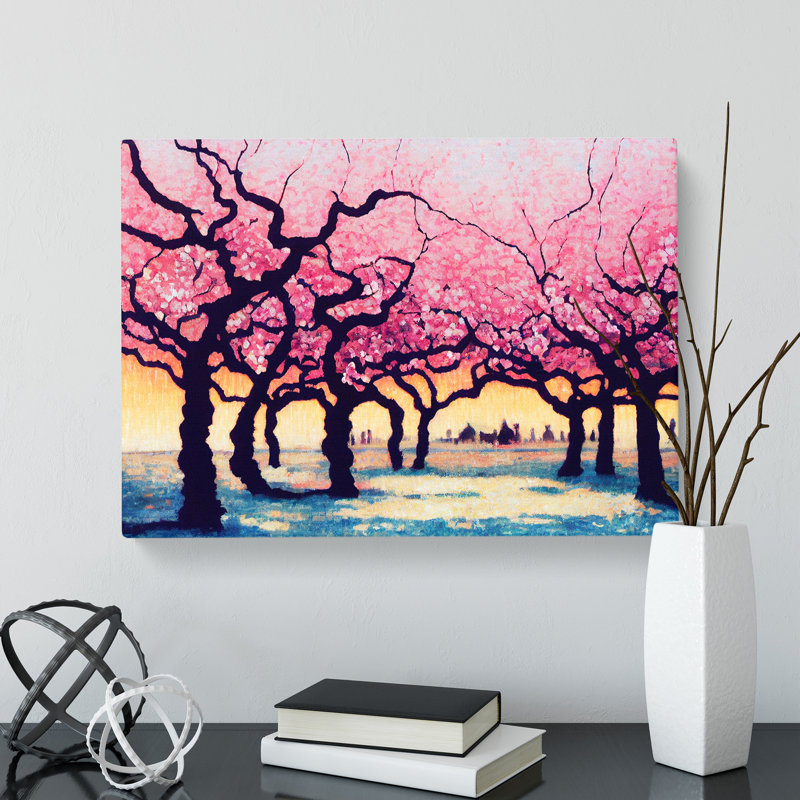 Enigmatic Cherry Blossom Trees - Wrapped Canvas, 40cm H x 60cm W x 3cm D