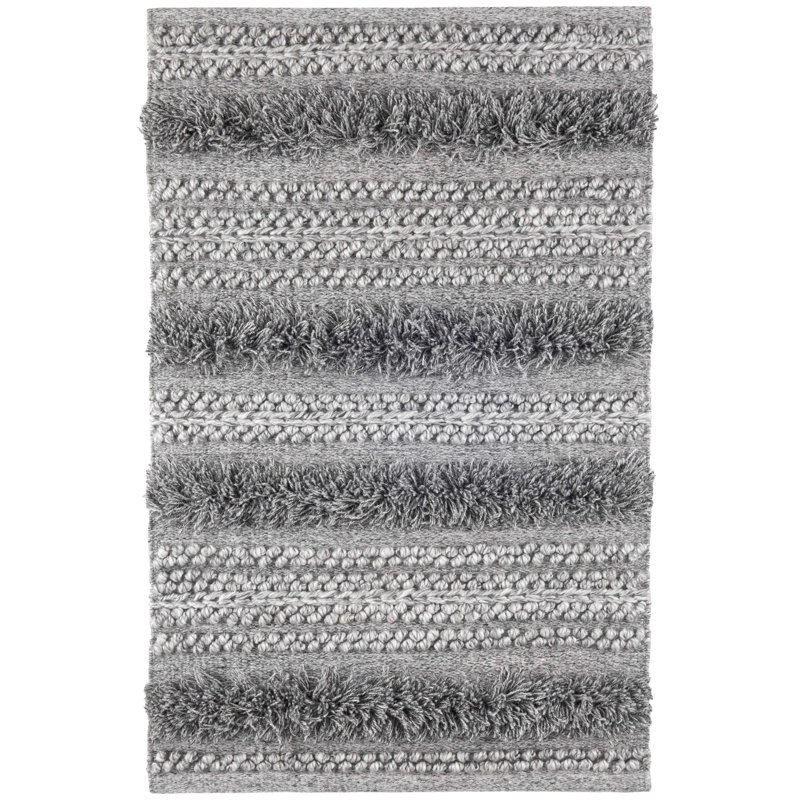 Zhara Stripe Grey Handwoven Performance Rug, Rectangle 3' x 5'