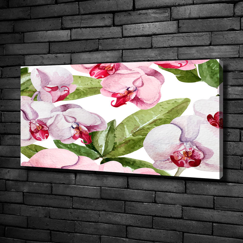 Pink Orchids - No Frame Print on Glass, Canvas, 50cm H x 100cm W x 2cm D