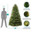 Arbre de Noël artificiel réaliste réaliste avec 600 lumières blanches chaudes, 2755 pointes, pédale et support en métal-79764857