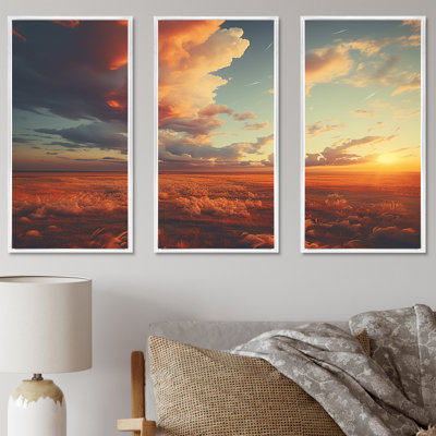 «Sunset Summer Meadows - Prairies», ensemble d'art sur toile