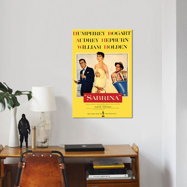 « sabrina film », affiche rétro sur toile, H 60 po x l 40po x P 1,5 po, Toile tendue, Pas de tapis