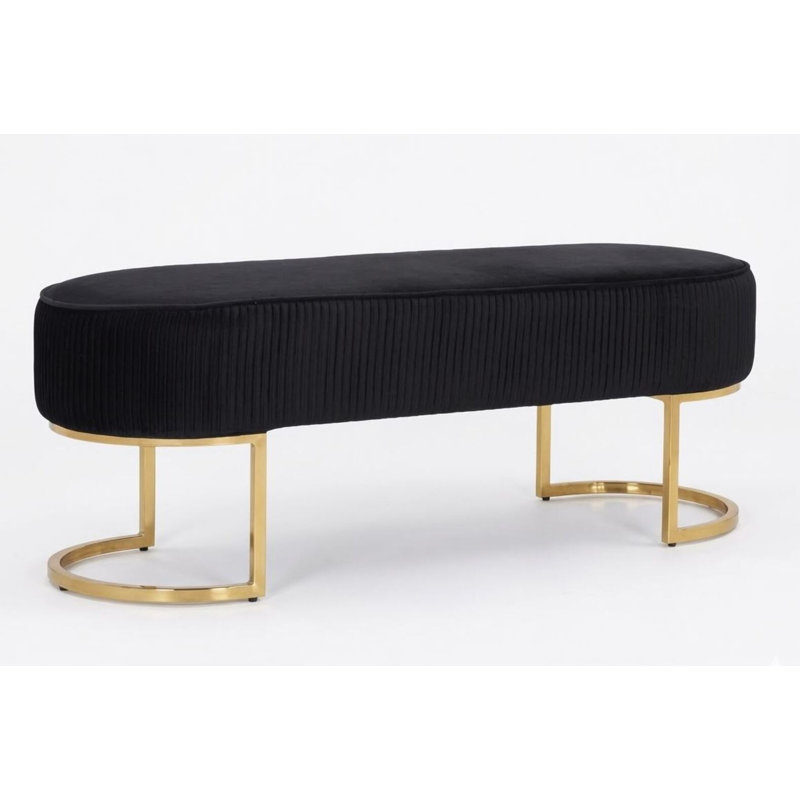 Banc rembourré en velours Roma, Noir