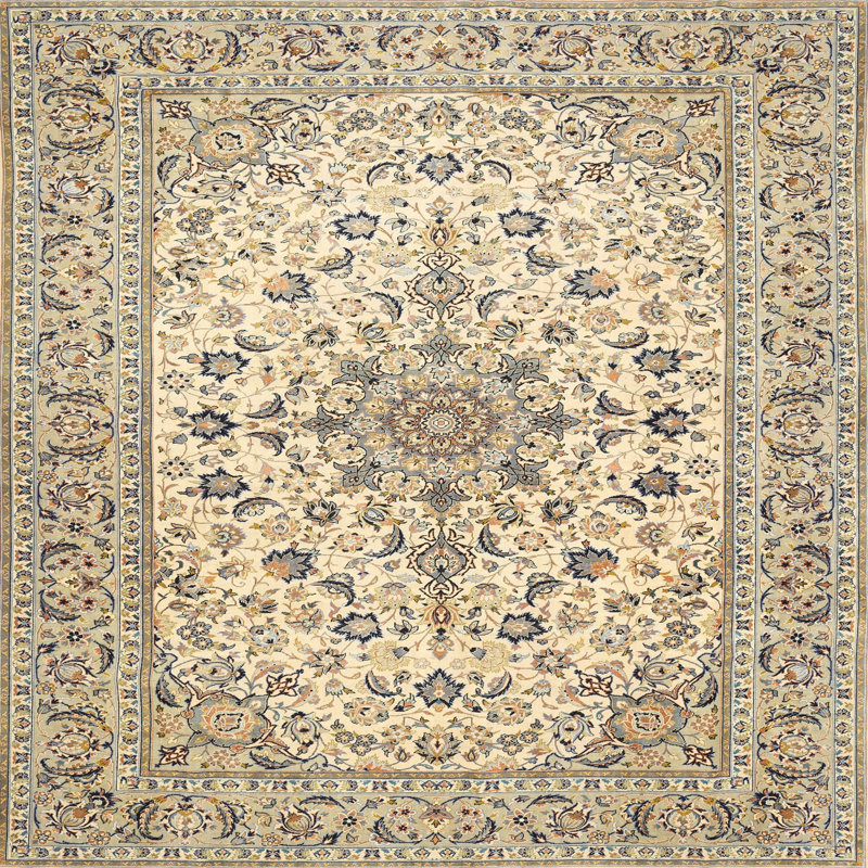 Tapis gris/vert traditionnel, Rectangle 2 pi x 5 pi