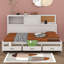 Lit de jour en bois pleine grandeur avec 3 tiroirs de rangement, tablette souple supérieure, tablette et ensemble de prises et ports USB-632892530