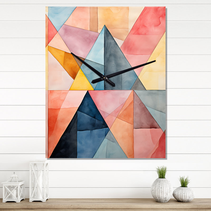 Hardedge Pastel Symetry V - Horloges murales abstraites, Grand