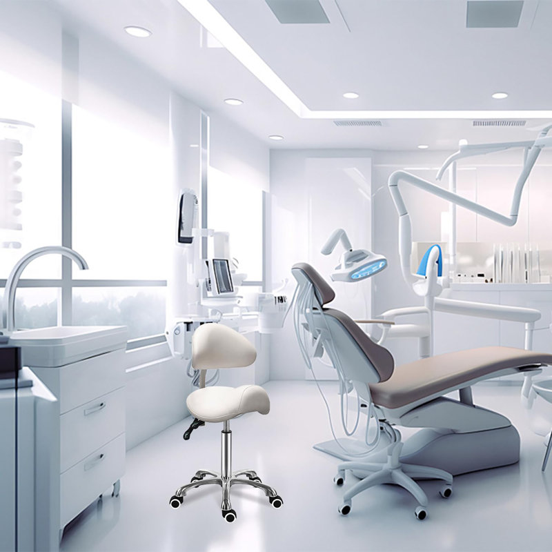 Chaise roulante avec dossier, Blanc