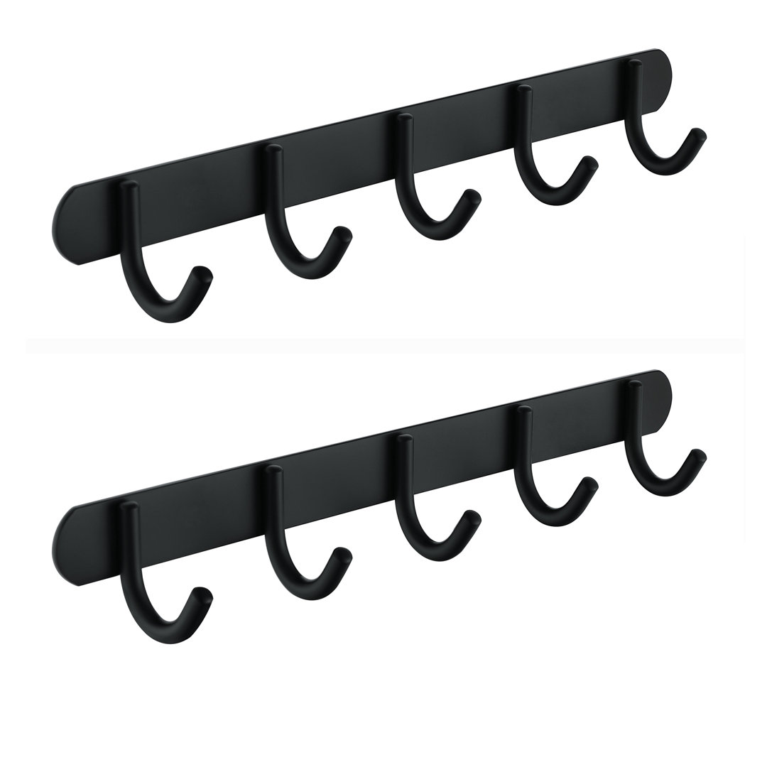 Wall Mounted Coat Hook Rack Heavy Duty Wall Hanger with 5 Hooks (Set of 2) maiguoone 