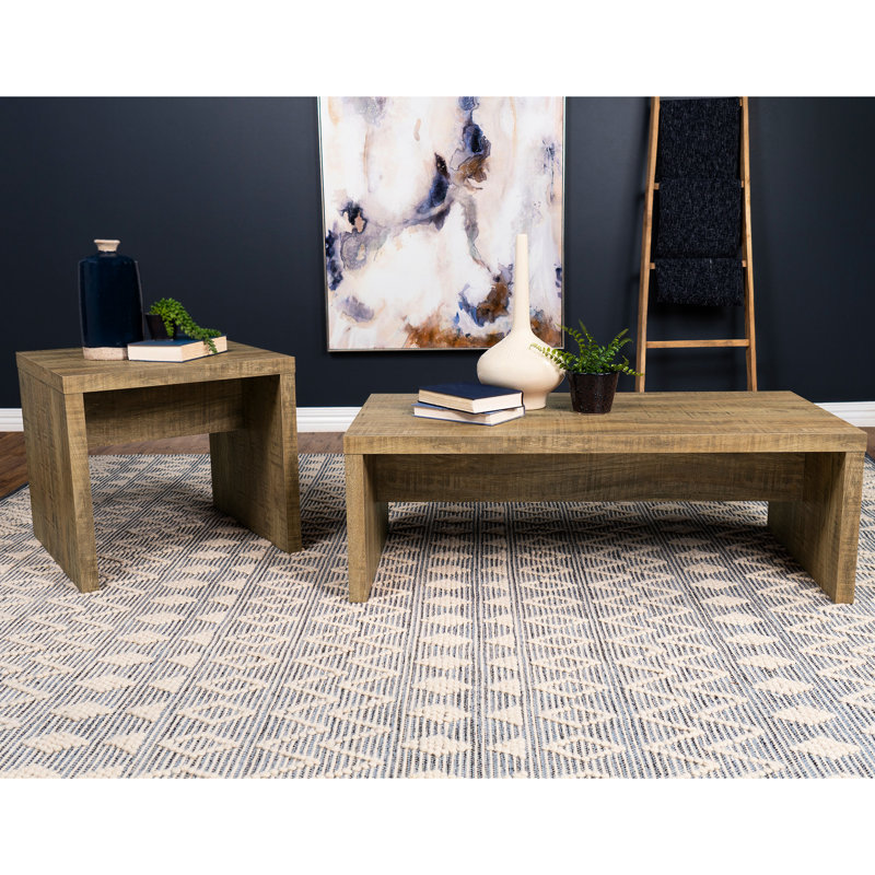 2 tables de salon rectangulaires et carrées à finition mangue, spacieuses pour les essentiels