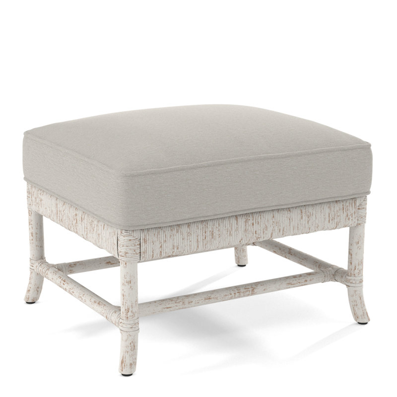 Lafayette Ottoman, Blue/Teal Animal Print; 0438-63, Antique Frost White