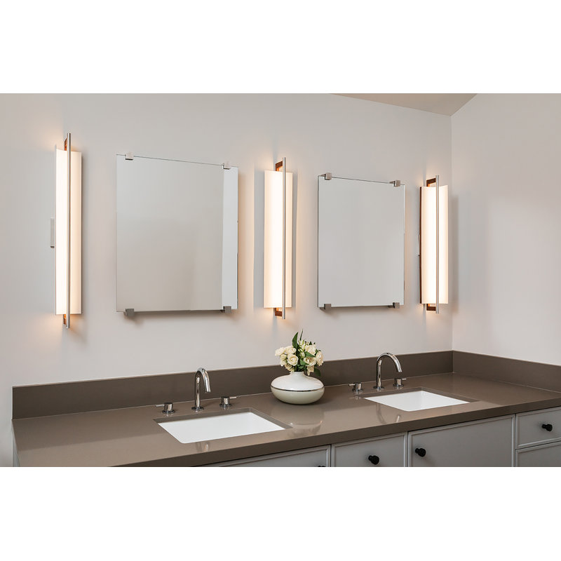 Merus 40" LED Dimmable Wall Sconce, White Washed Oak, 277V AC, 3000K