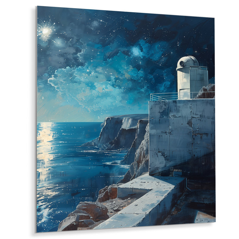 Bleu et blanc, bord de mer, étoile, sanctuaire, observatoire, Métal métal, H 16 po x l 32 po x P 1 po
