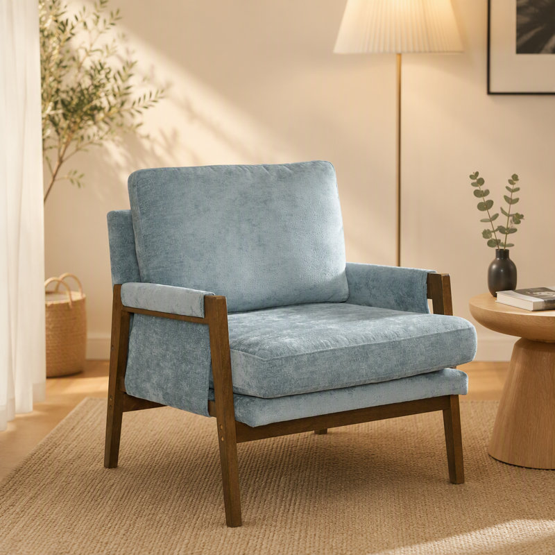 Le fauteuil Mid-Century moderne en velours, un mélange parfait de confort et de style pour se détendre dans n'importe quel décor