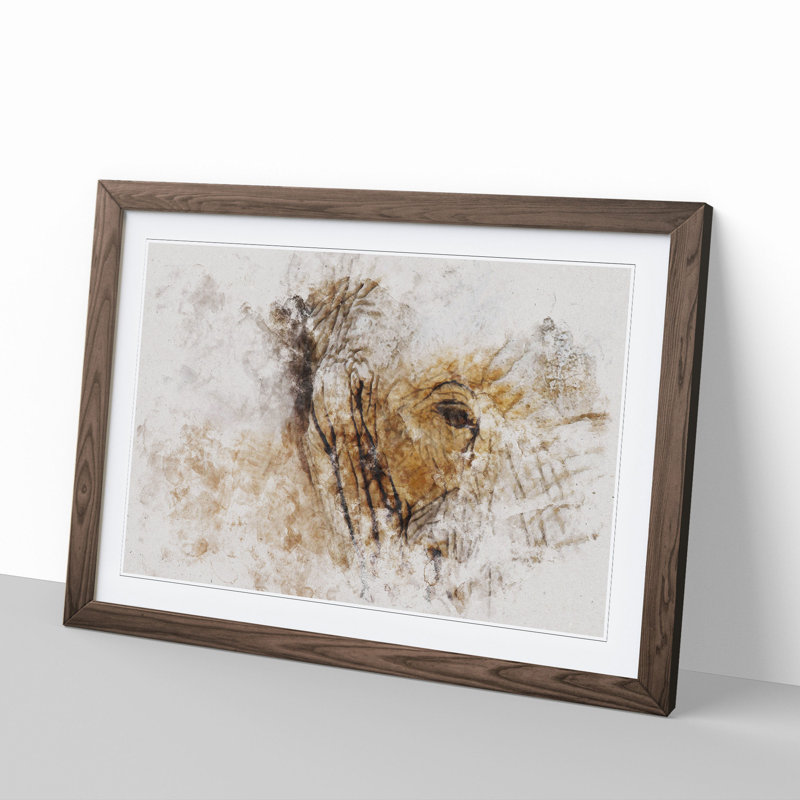 Elephant Vol.5 Watercolour - Picture Frame Graphic Art, 27cm H x 36cm W x 2cm D, Walnut