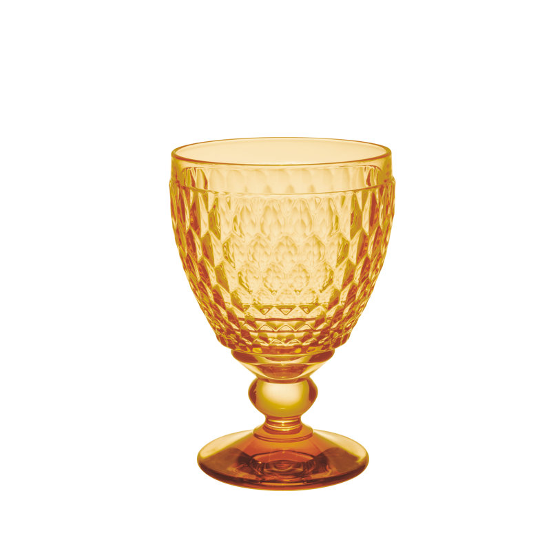 Villeroy & Boch Boston Pearl Red Wine Goblet, Set of 4, 10 ozs, Crystal Glass, Made in Germany, Yellow