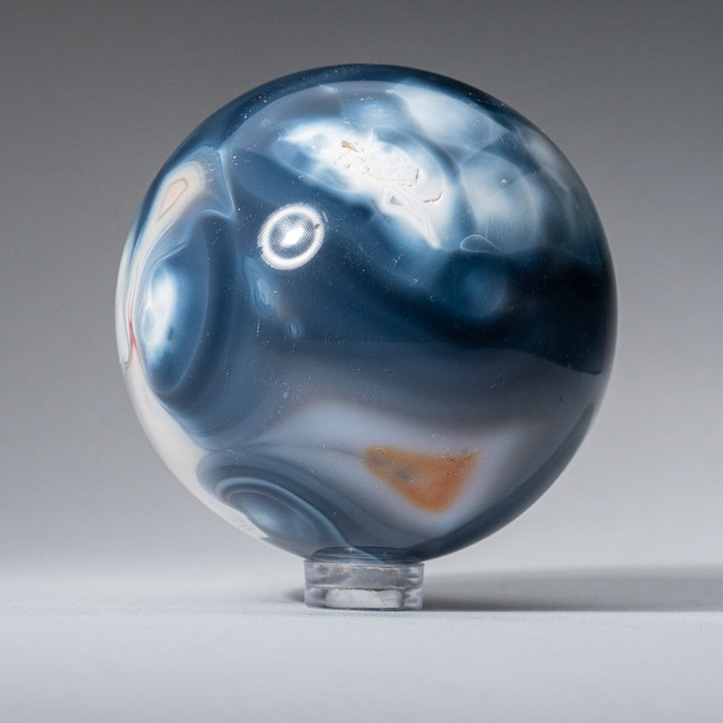 Genuine Polished Blue Chalcedony (2") Sphere, Blue, 2" H x 2" W x 2" D