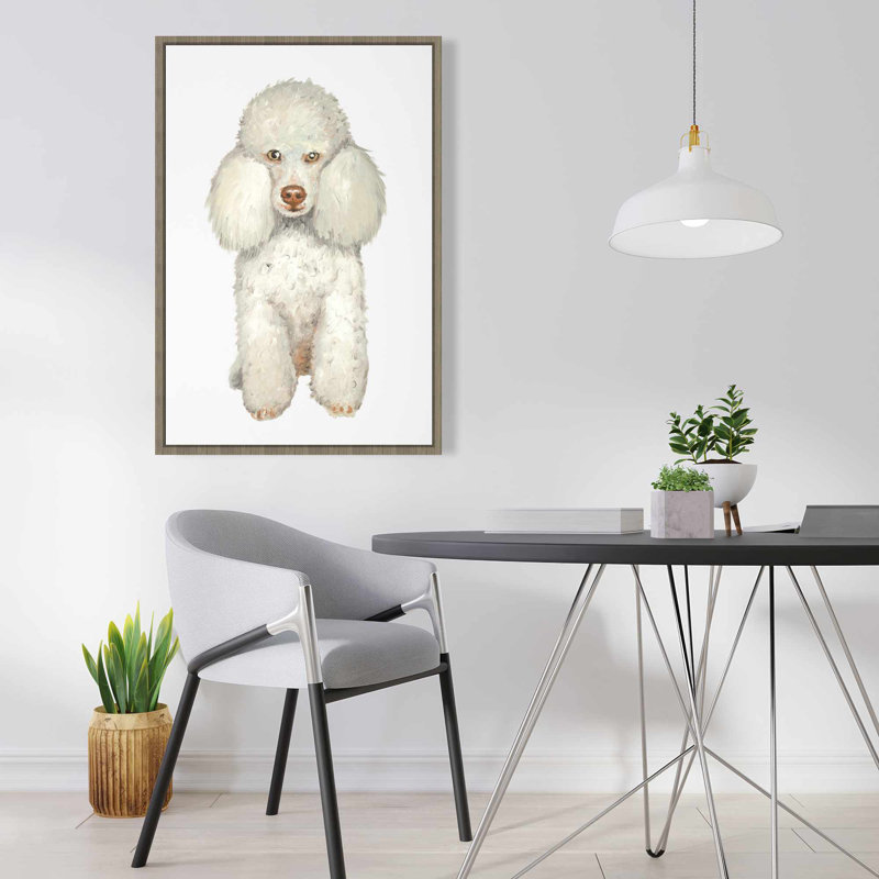 Toile encadrée caniche français blanc - illustrations de décoration intérieure