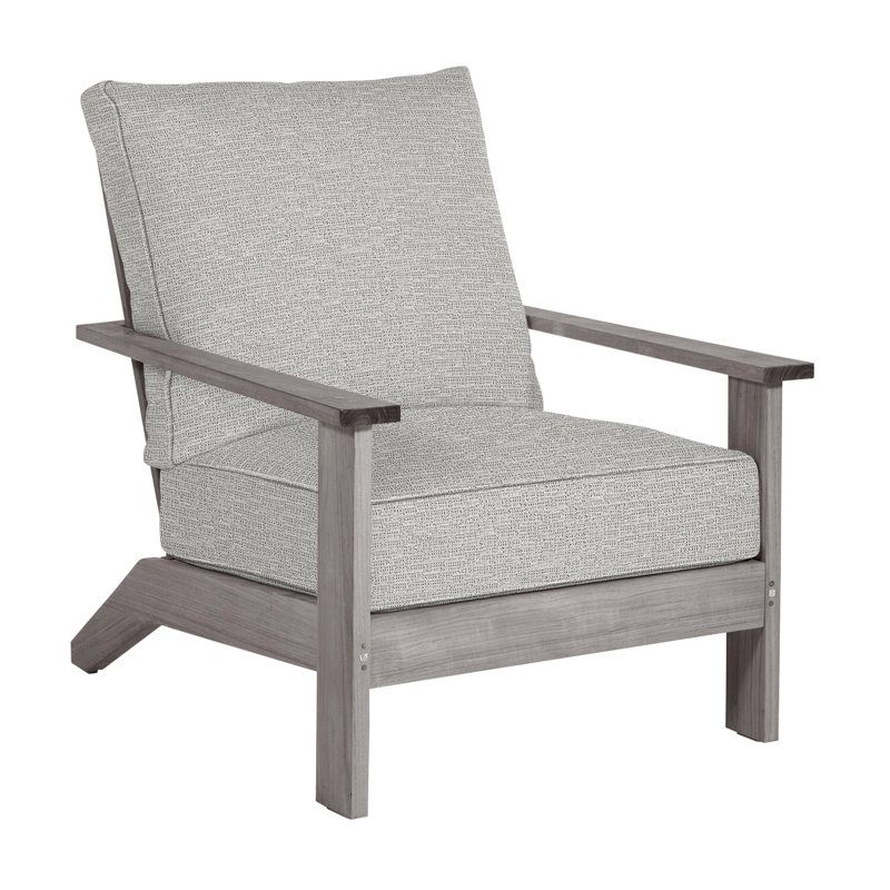 Ashland Patio Lounge Chair with Cushions, Welt, Oyster Teak, Tweed Toffee