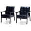 Ensemble de 2 fauteuils à dossier haut d'inspiration médiévale, revêtement en cuir de polyuréthane noir antique avec pieds en bois massif-735160479