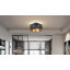 Plafonnier semi-encastré moderne 1 lumière de 7,87 po avec luminaire noir et or pour le salon, la chambre à coucher, le couloir