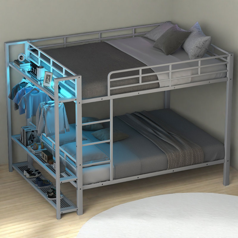 Multi-function Bunk Bed With Remote LED Light, White