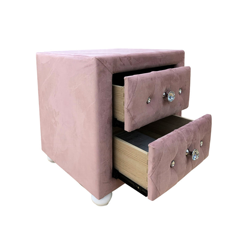 Table de chevet rose rembourrée 2 po