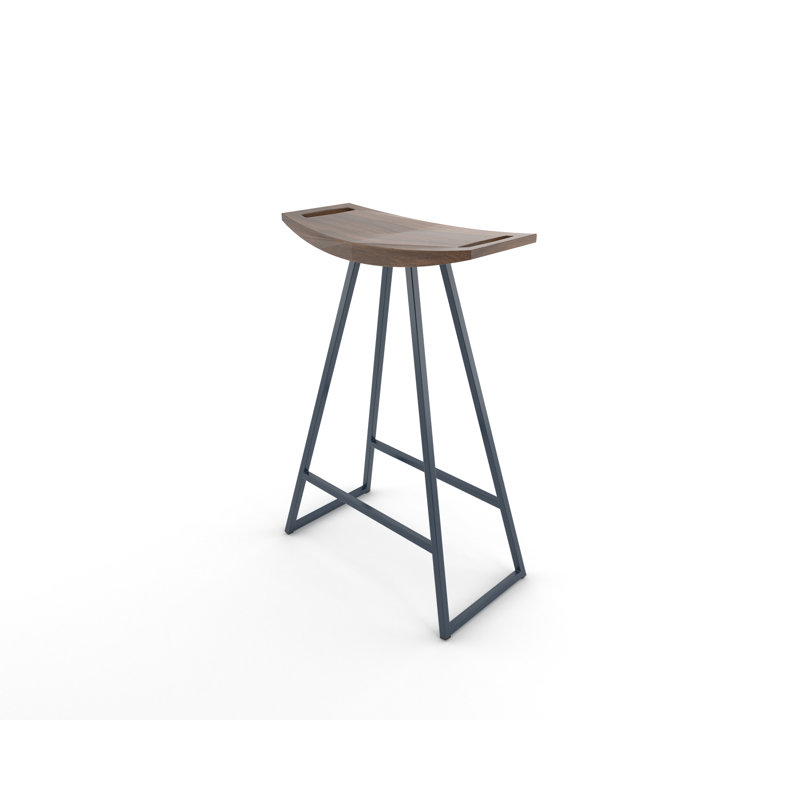 Robert Counter Stool with Metal Frame, Walnut, Counter Stool (24" Seat Height), Navy
