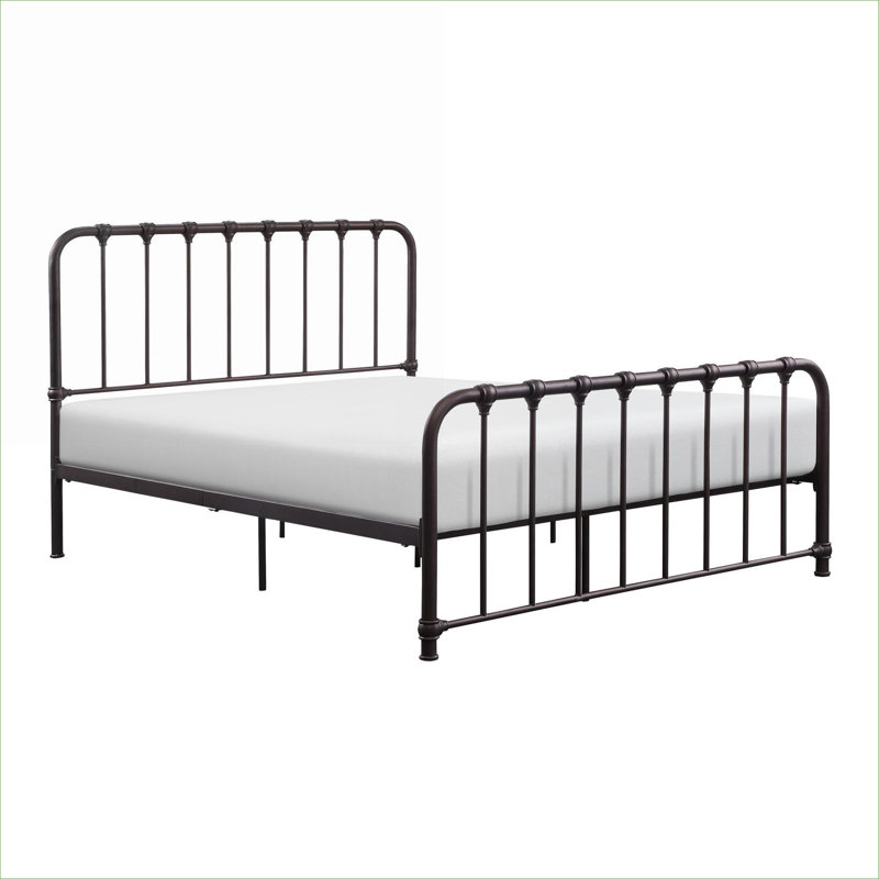 Dark Bronze Full Size Metal Platform Bed, No Box Spring Required, Timeless Design For Bedroom Use, Full, Brown