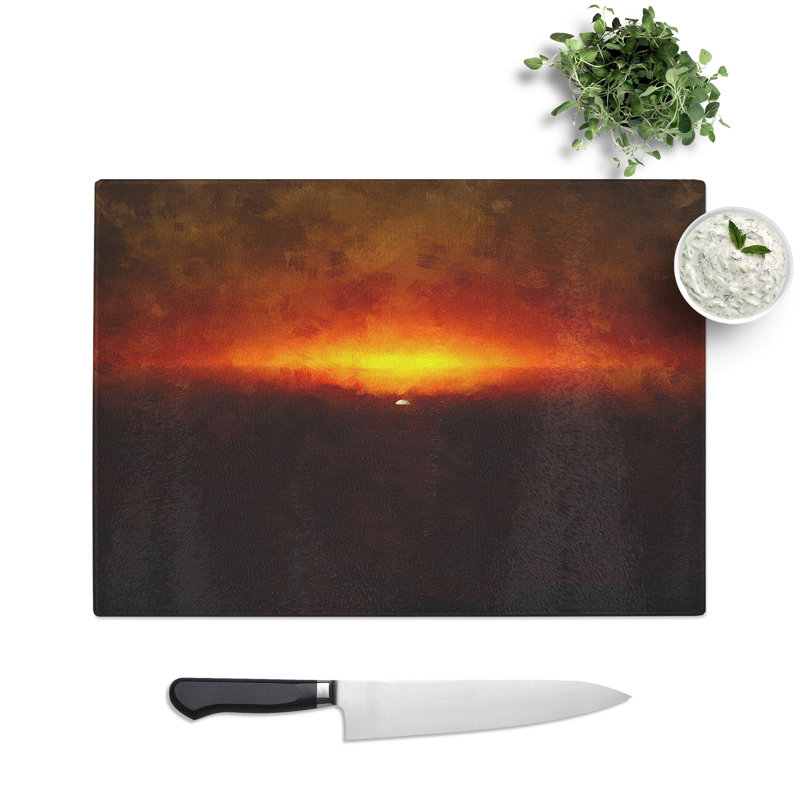 Tempered Glass Striking Sunset Chopping Board, 28.5 cm x 39 cm
