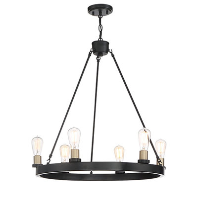 Lustre de style bougie en acier à 6 lumières Vela
