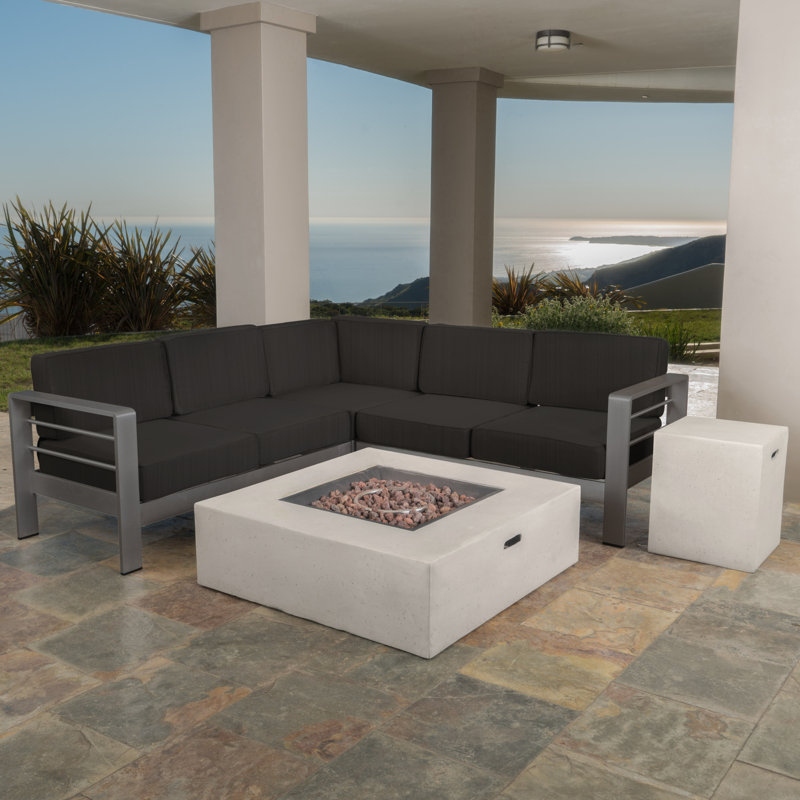 Ensemble de conversation modulaire avec coussins 5 pièces Caggiano