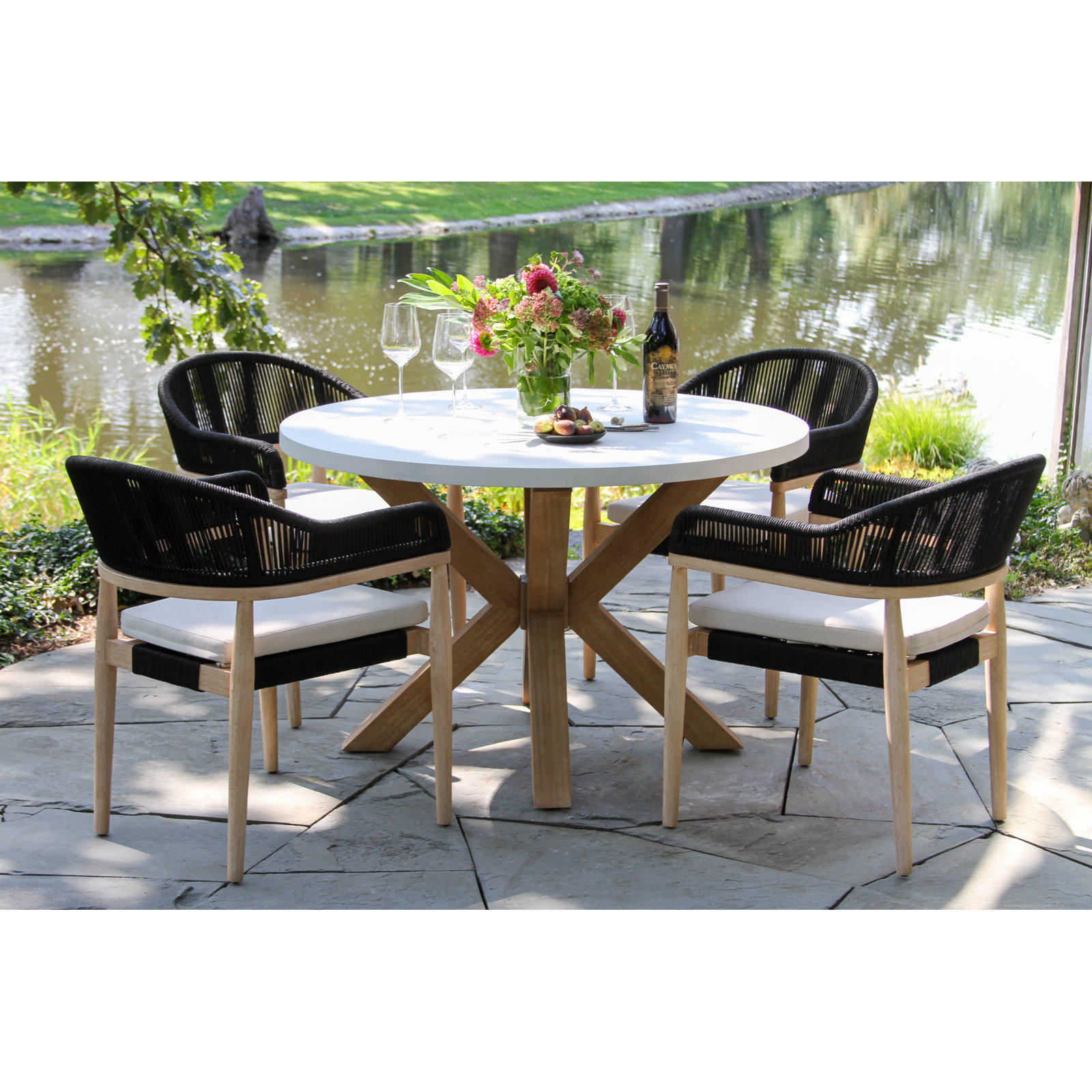 Posey 48" Patio Dining Set, Black