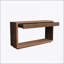 Console cannelée moderne à 2 tiroirs de 60 pouces avec placage en bois naturel, parfaite pour le salon, le couloir, l'entrée et le bureau-1400241451