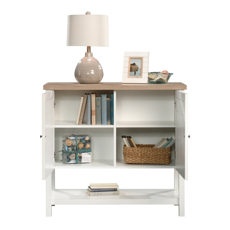 Armoire de rangement avec tablette de rangement ouverte et deux tablettes réglables