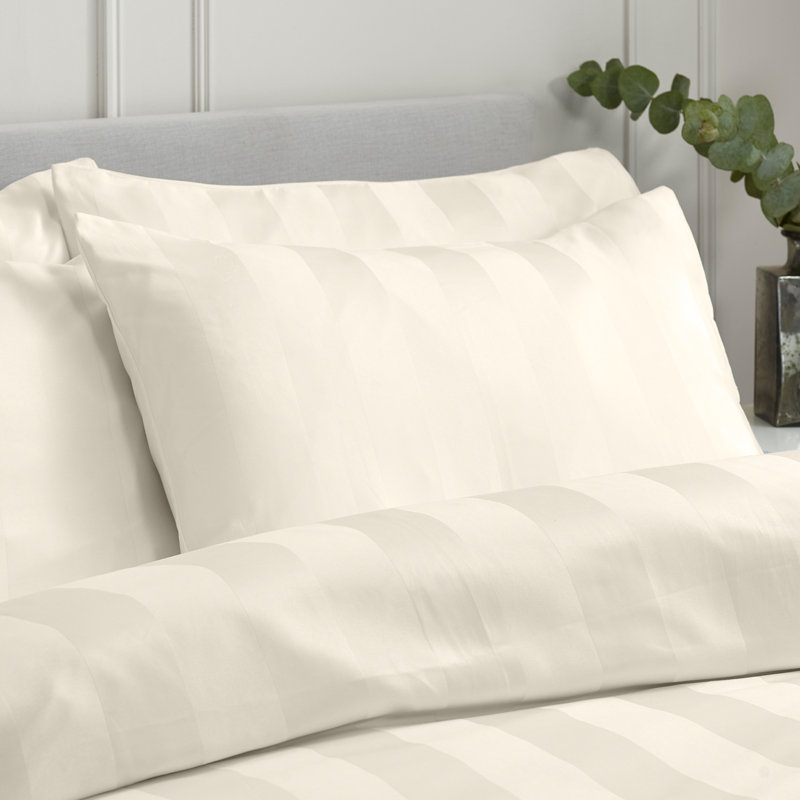 So Soft Satin Stripe Duvet Cover Set, Cream, King