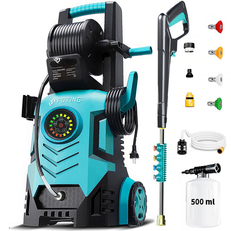2026new Pressure Washer 2100psi With Adj-8-level Touch Screen,2gpm, 34" Tall Power Washer, 4 Quick Connect Nozzles, Inlet Hose&filter&500mlfoam Cannon For Cars/fences/driveways,blue