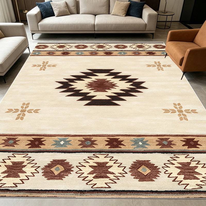 1PC Aztec Southwestern Geometric area rugs for Living Room, Soft, All seasons, Easy-maintain, Washable Indoor mat, Farmhouse suitable for dining table, entryway, bedroom, home office, patio, hallway Home Decor, Outdoor Decor.