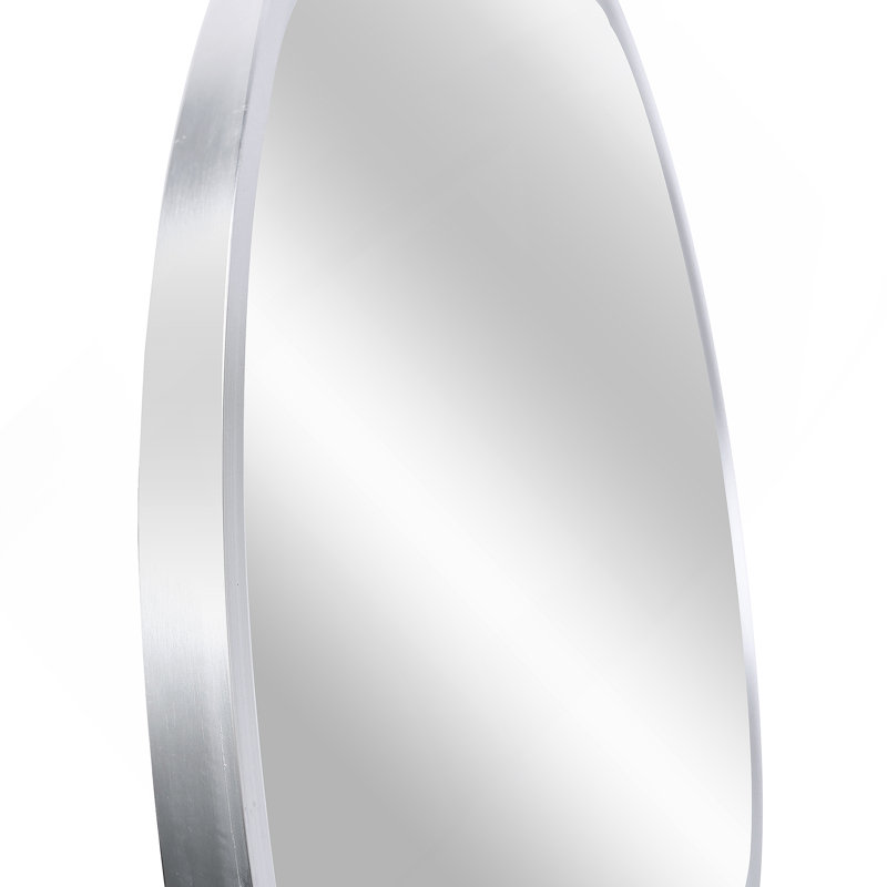 Miroir d'appoint mural Nehan, 42" x 42", Argent argent