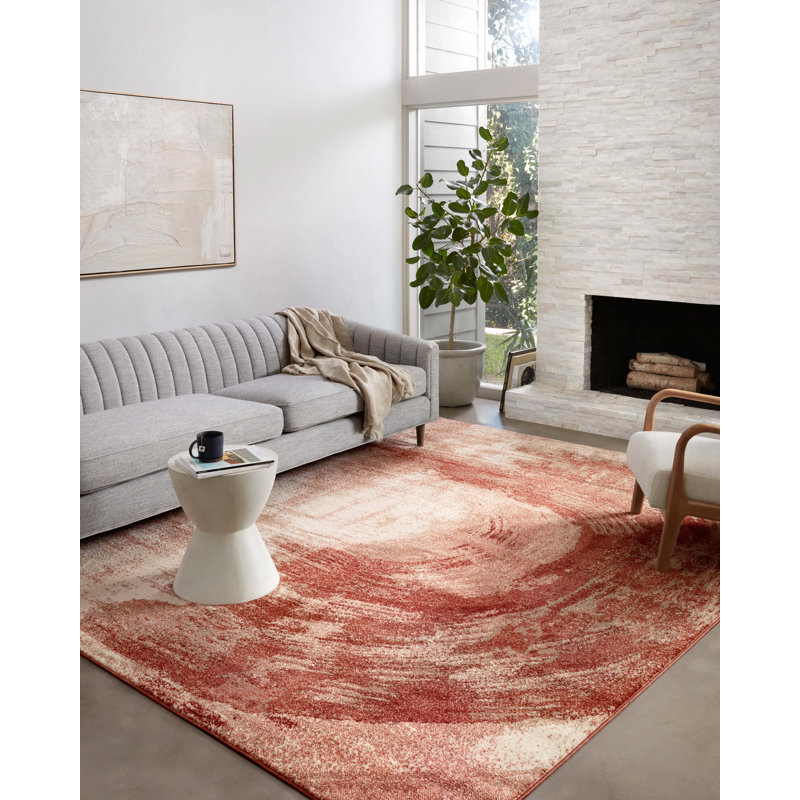 Tapis ivoire / rouge Bendiks, Rectangle 5 pi 3 po x 7 pi 6 po