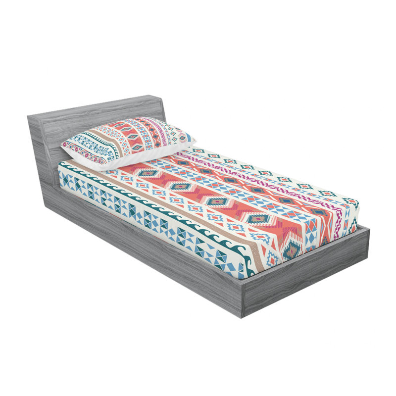Ensemble de draps à motif géométrique Motifs, Ensemble de draps pour lit simple avec drap-housse