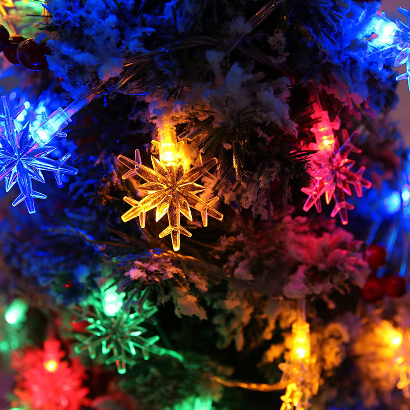 100 LED 49 FT Snowflake String Lights, Multicolor