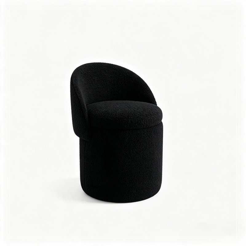 Fauteuil demi-tonneau avec rangement à plateau rabattable, Noir