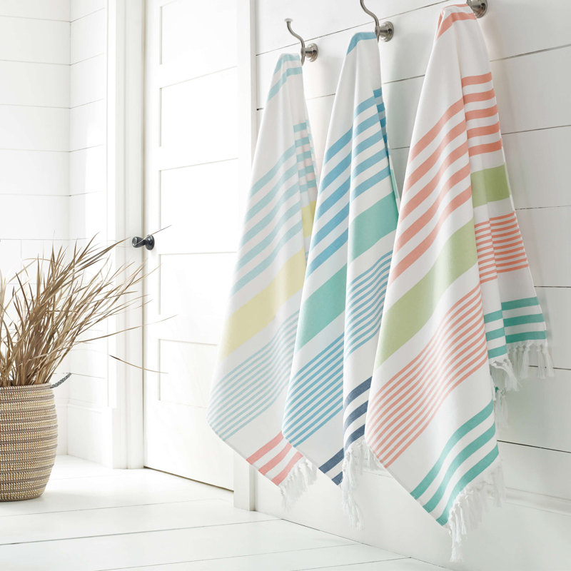 Schmitt Turkish Cotton Midweight Beach Towel, Orange/Light Green