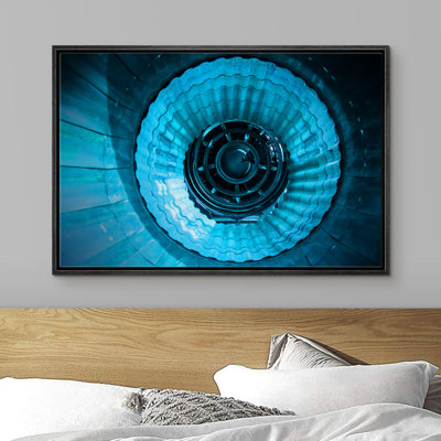 " Vibrant Blue Airplane Engine Turbine "