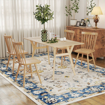 Tapis rectangulaire en flanelle avec envers antidérapant, bleu riche, 8 x 10 pi